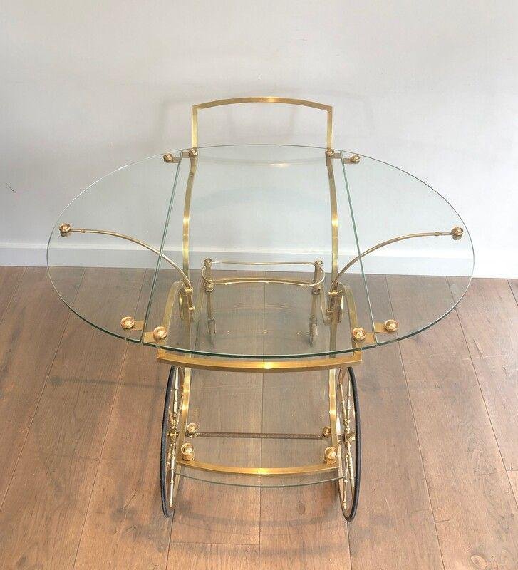 Rolling Table in Brass & Glass from Maison Baguès