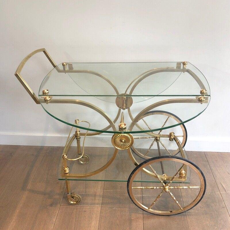 Rolling Table in Brass & Glass from Maison Baguès