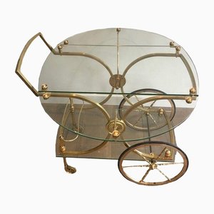 Rolling Table in Brass & Glass from Maison Baguès-BA-1365504