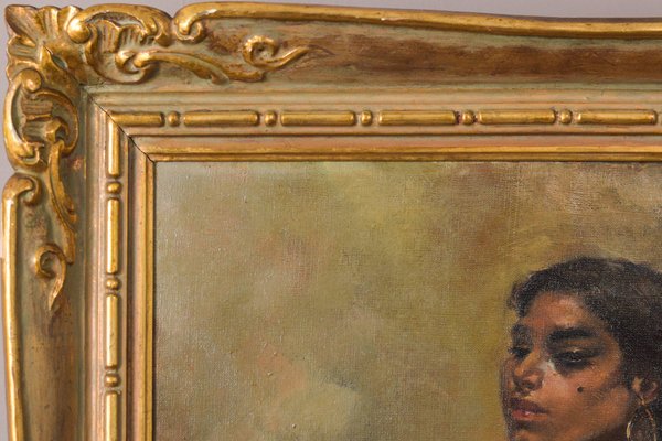 Roma Girl, Mid-20th Century, Oil on Canvas, Framed-AOI-1106959