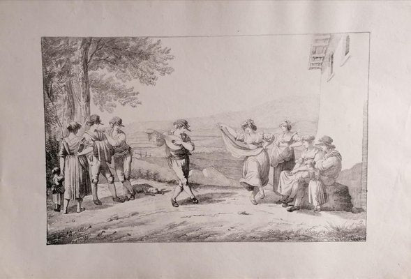 Roman Dances and Songs Charcoal and Pencil Drawing, 19th Century-ZCI-786873