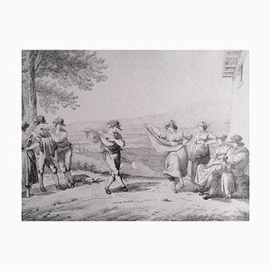 Roman Dances and Songs Charcoal and Pencil Drawing, 19th Century-ZCI-786873