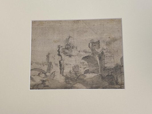 Roman Ruins, Pencil On Cardboard, 18th Century-ZCI-802971