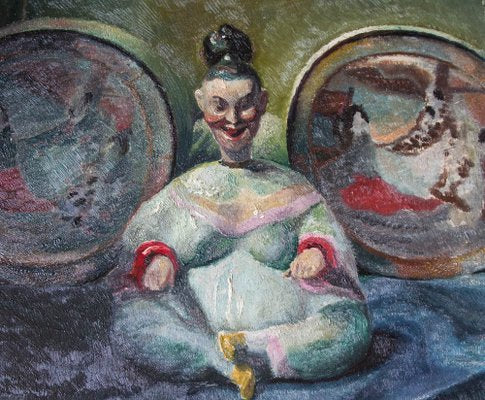 Roman Szlucha, Ningyō, 1950s, Oil on Cardboard, Framed-FSD-1311893