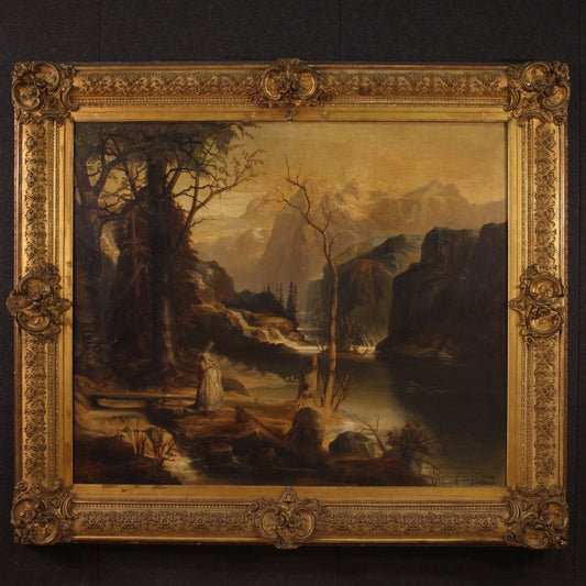 Romantic Artist, Landscape, 1880, Oil on Canvas, Framed