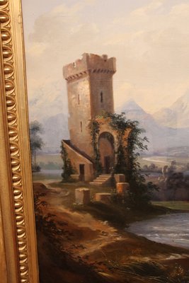 Romantic Landscape, 1800s, Oil on Canvas, Framed-KMQ-1449666