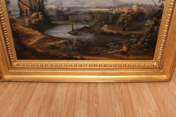 Romantic Landscape, 1800s, Oil on Canvas, Framed-KMQ-1449666