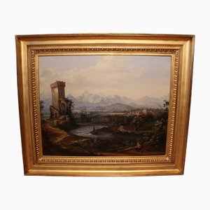 Romantic Landscape, 1800s, Oil on Canvas, Framed-KMQ-1449666