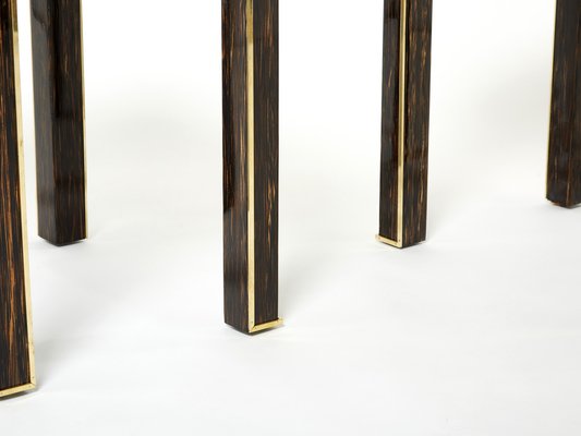 Romeo Palm Wood and Brass End Tables, Paris, 1970s, Set of 2-YJA-1384046