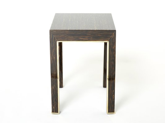 Romeo Palm Wood and Brass End Tables, Paris, 1970s, Set of 2-YJA-1384046