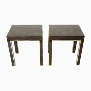 Romeo Palm Wood and Brass End Tables, Paris, 1970s, Set of 2-YJA-1384046