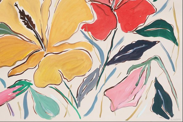 Romina Milano, Three Colored Hibiscus, 2023, Acrylic on Paper-RWC-1788089