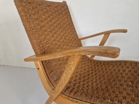 Rope and Beech Wood Easy Chair by Bas Van Pelt for Vroom & Dreesman, 1950s-DGW-2032201