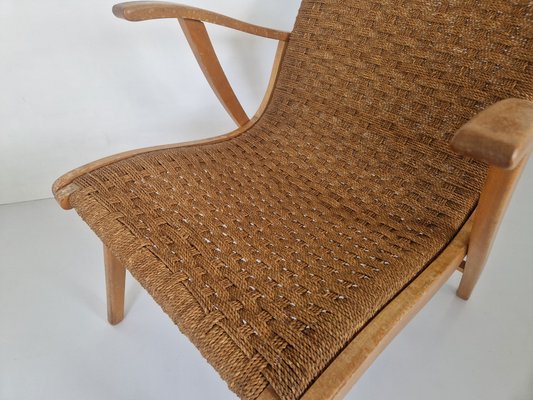 Rope and Beech Wood Easy Chair by Bas Van Pelt for Vroom & Dreesman, 1950s-DGW-2032201