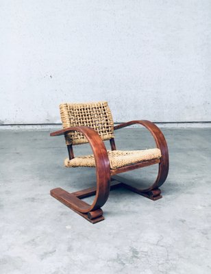 Rope Lounge Chair by Adrien Audoux & Frida Minet for Vibo Vesoul, France, 1940s-RQV-1791456