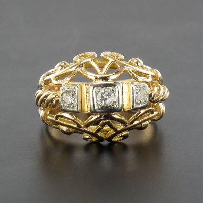 Rose Gold and Diamond Dome Ring, 1960s-OLU-896337