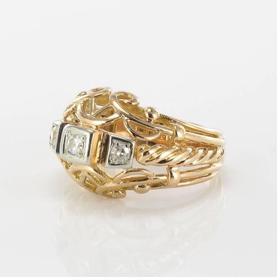 Rose Gold and Diamond Dome Ring, 1960s-OLU-896337