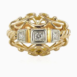 Rose Gold and Diamond Dome Ring, 1960s-OLU-896337