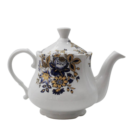 Rose Gold & Blue Teapot from Stella Fatucchi Art Porcelain