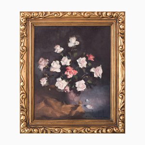 Rosendo Gonzalez Carbonell, Still Life with Roses, 20th-Century, Oil on Canvas, Framed-AOI-1196872