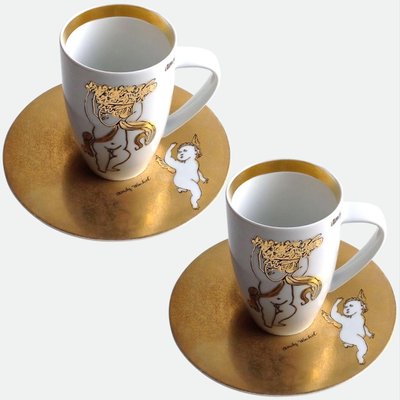 Rosenthal Andy Warhol Golden Angels Latte Macchiato Cup and Saucer, 1980s, Set of 2-VDW-848823