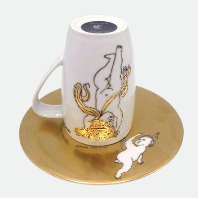 Rosenthal Andy Warhol Golden Angels Latte Macchiato Cup and Saucer, 1980s, Set of 2-VDW-848823