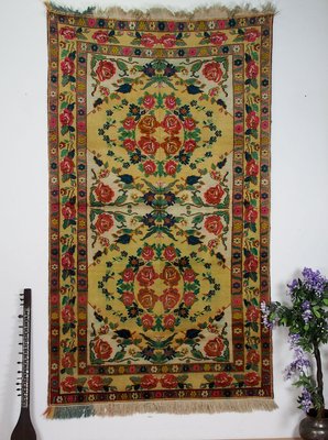 Roses Oriental Hand Knotted Rug in Wool, 1920s-UZN-1398474