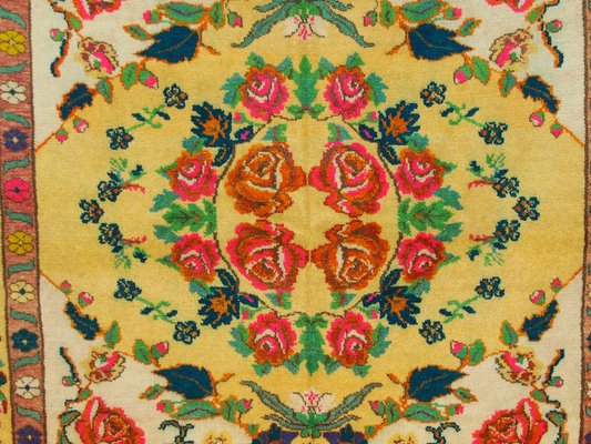 Roses Oriental Hand Knotted Rug in Wool, 1920s-UZN-1398474