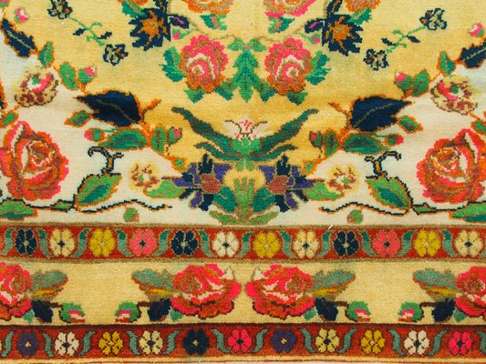 Roses Oriental Hand Knotted Rug in Wool, 1920s-UZN-1398474