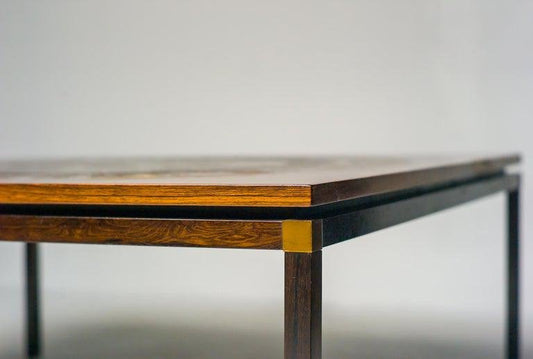 Rosewood and Copper Coffee Table, Denmark, 1970s