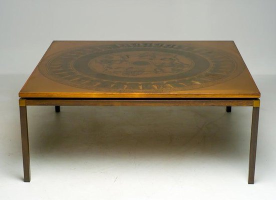 Rosewood and Copper Coffee Table, Denmark, 1970s-WN-1359977