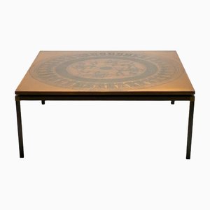 Rosewood and Copper Coffee Table, Denmark, 1970s-WN-1359977