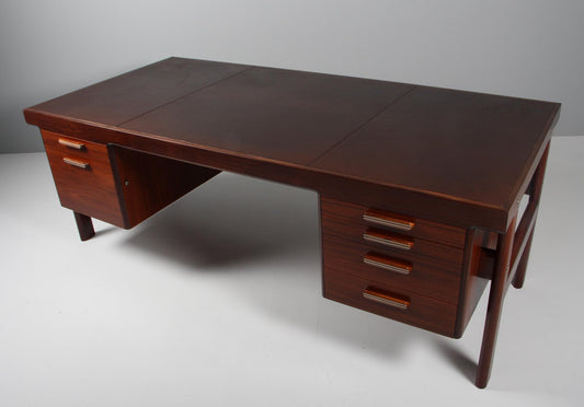 Rosewood and Leather Writing Desk by Arne Vodder for Sibast, 1960s