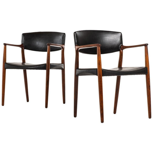 Rosewood Armchairs by Aksel Bender Madsen & Ejner Larsen for Willy Beck, 1952, Set of 2