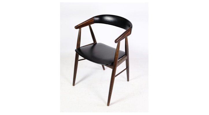 Rosewood Black Leather Dining Chairs, Set of 4-UY-1271324