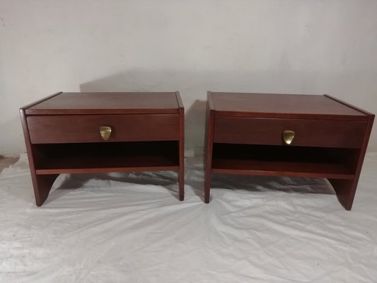 Rosewood & Brass Nightstands, 1950s, Set of 2-HNE-1453030