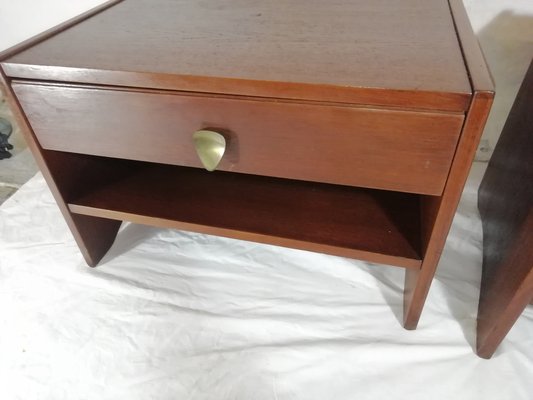 Rosewood & Brass Nightstands, 1950s, Set of 2-HNE-1453030