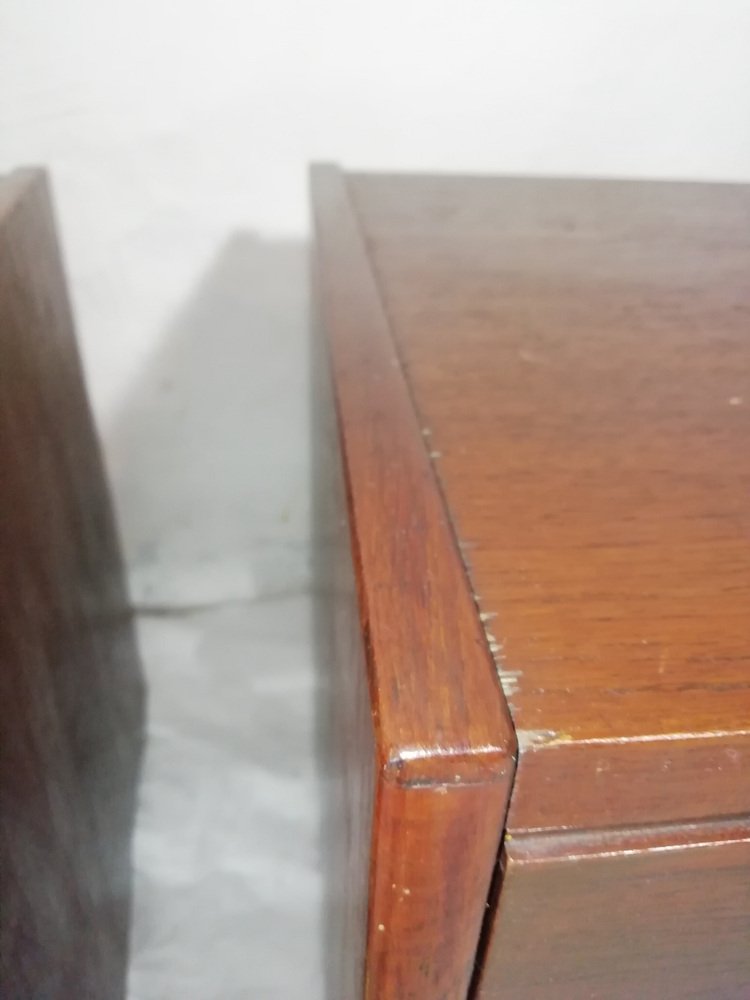 Rosewood & Brass Nightstands, 1950s, Set of 2