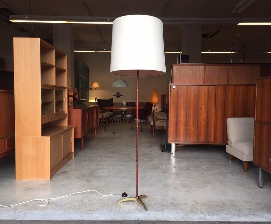 Rosewood & Brass Tripod Floor Lamp with Crow Foot, 1960s