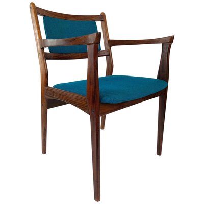 Rosewood Chairs with Turquoise Fabric, 1960s, Set of 2-BAF-763522