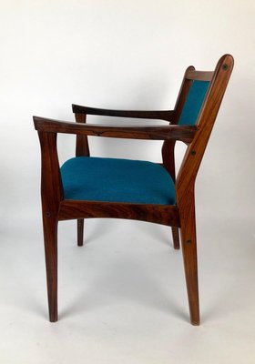 Rosewood Chairs with Turquoise Fabric, 1960s, Set of 2-BAF-763522