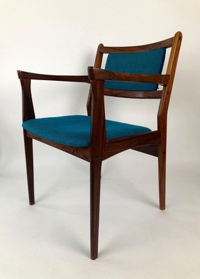 Rosewood Chairs with Turquoise Fabric, 1960s, Set of 2-BAF-763522