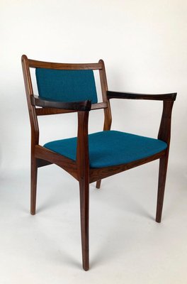 Rosewood Chairs with Turquoise Fabric, 1960s, Set of 2-BAF-763522