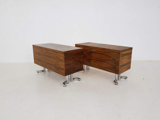 Rosewood & Chrome Desk Cabinets, 1970s, Set of 2