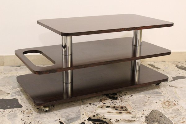 Rosewood & Chromed Metal Coffee Table-Bar, Italy, 1970-OAQ-1169397