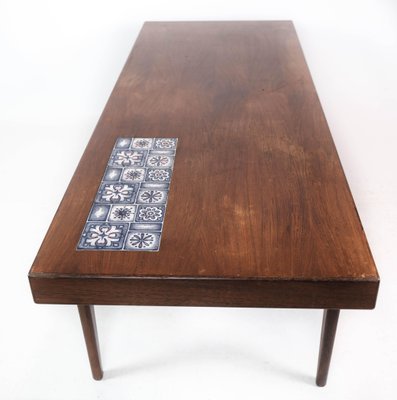 Rosewood Coffee Table with Blue Tiles by Johannes Andersen for CFC Silkeborg, 1960s-UY-1000673