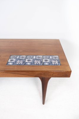 Rosewood Coffee Table with Blue Tiles by Johannes Andersen for CFC Silkeborg, 1960s-UY-999277