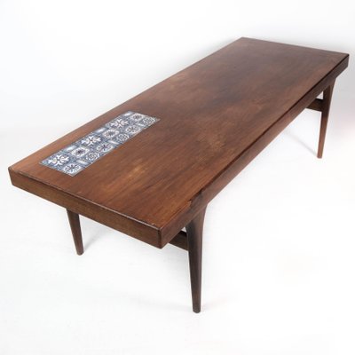 Rosewood Coffee Table with Blue Tiles by Johannes Andersen for CFC Silkeborg, 1960s-UY-1000673