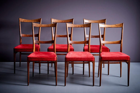 Rosewood Dining Chairs in the style of Ico Parisi, 1960s, Set of 6