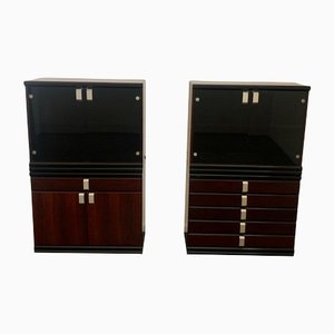 Rosewood Ebonized Modular Display Cabinets, Set of 2-IJR-1153413